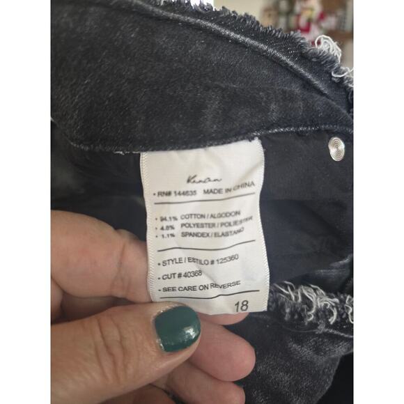 KanCan Skinny Plus High Rise Frayed Waist and Hem Black Jean Size 18 - Picture 7 of 8